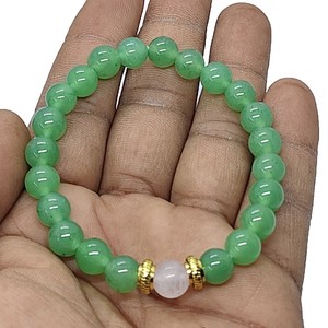 สร้อยข้อมือลูกปัดหยกเขียวคุณภาพสูง โรสควอตซ์ คริสตัล พลอย สำหรับผู้ชายและผู้หญิง เสริมพลังงาน สำหรับการทำสมาธิ ของขวัญ - Product Image 3