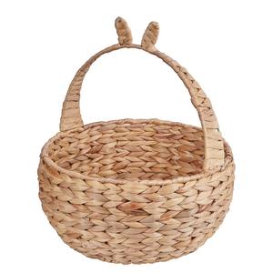 Water hyacinth <b>basket</b> <b>with</b> rabbit ear-shaped <b>handles</b> Handmade Storage <b>Basket</b> Wholesale eco-friendly Made in Vietnam - Product Image 1