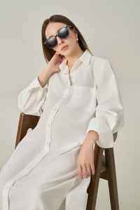 Summer Women's Woven Button <b>Maxi</b> Dress Shirtdress Turn-down Collar Cotton Loose Waist Casual Minimalist Breathable Loose Fit - Product Image 2