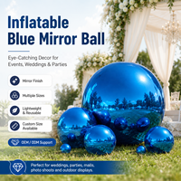 Boule miroir bleue gonflable géante, sphère réfléchissante pour la décoration de fête au bord de la piscine, festival, mariage, événement