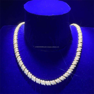 Elegant 925 <b>Sterling</b> <b>Silver</b> Moissanite Diamond Tennis Necklace Luxury Iced Out <b>Chain</b> For Fashion Forward <b>Men</b> And Women - Product Image 1