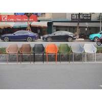 Fauteuil de jardin portable moulé en forme de bateau, orange, haut de gamme, durable, moderne, imperméable, écologique, empilable et confortable