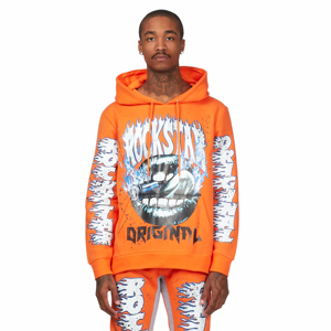 Conjunto de Chándal con Capucha Naranja Personalizado para Hombre, Estampado con Calaveras, Estilo Urbano, Corte Holgado, Largo Completo, Ropa de Otoño - Product Image 4