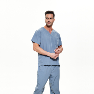 Conjuntos de Uniformes Médicos para Hombre de Hospital, de Algodón y Poliéster, Tejido de Punto, con Detección de Agujas, Fusión sin Costuras, Parte Superior y Pantalones - Product Image 4