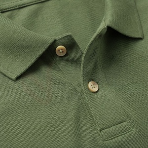 Polo à manches courtes pour homme, vert olive, tricoté, uni, décontracté, coupe classique, boutons - Product Image 4