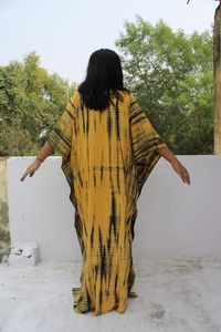 Caftán de tinte de corbata indio hecho a mano elegante y hermoso para mujer, vestido largo informal de media manga, regalo con hendidura, precios al por mayor a granel - Product Image 4