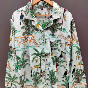 Conjunto de Pijama Coordinado con Estampado Animal para Mujer de Naaz Textile, Ropa de Dormir Informal de Verano, Suave y Transpirable, 100% Algodón, Camisones hasta la Rodilla - Product Image 1