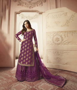 Conjunto Tradicional Étnico Indio y Pakistaní de Gharara Punjabi Sharara con Bordado Pesado de Lentejuelas para Mujer, Completamente Cosido - Product Image 1