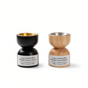 Brûleur d'encens en bois artisanal de luxe avec finition écologique, diffuseur d'aromathérapie et porte-encens - Product Image 2