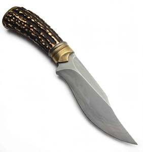 มีดอเนกประสงค์เหล็กกล้าทำมือ ปลายแหลม ด้ามเขาสัตว์ ใบมีดคงที่ - Product Image 1