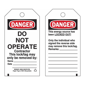 Étiquettes de verrouillage Brady Danger « Ne pas utiliser » pour la maintenance de la sécurité industrielle - Product Image 3