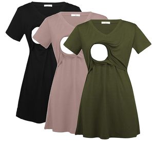 Paquete de 3 Camisetas de Lactancia con Cuello en V para Mujer, Camisetas de Maternidad para Amamantar - Product Image 2