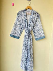 Bata Kimono de Algodón Suave con Estampado de Dibujos Animados para Mujer, Camisón de Verano Hecho a Mano ODM con Cuello en V y Cintura Elástica de Longitud Completa - Product Image 5