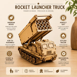 Premium Wooden Rocket Launcher Truck 3D Puzzle <b>Model</b> <b>Kit</b> for Adults & Teens | Laser Cut DIY Military Vehicle Assembly Toy Decor - Product Image 5