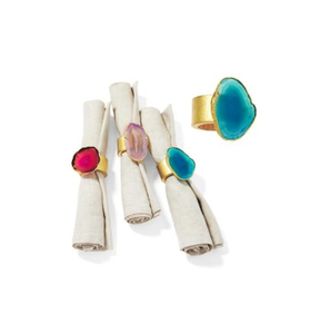 Anillos de servilleta de resina para mesa de comedor, artículo decorativo, anillo de latón con diseño de rebanada superior, anillo de servilleta de tela de resina epoxi - Product Image 1