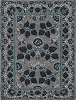 Exklusiver Look Zeitgenössischer Grauer Botanischer Wollteppich mit Türkisfarbenem Blumenmuster Klassisches Blumenmuster Wohnzimmer- & Schlafzimmerteppiche
