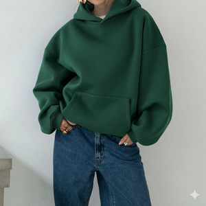 Sudadera con Capucha Extra Grande para Mujer, Personalizada, Cómoda, Informal, de Felpa de Algodón Verde de 400 Gsm, Bordada - Product Image 1