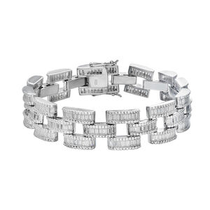 Hip Hop Gold Plated Iced Out Tennis Chain Bracelet for <b>Men</b> VVS Moissanite Diamond in 925 Sterling Silver Perfect Gift - Product Image 1