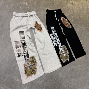 Custom High Quality Winter Plus Size <b>Embroidery</b> Patch Sweatpants and Hoodie <b>Set</b> Double Waisted Tracksuits for Men - Product Image 6