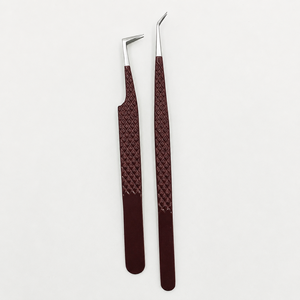 Juego de Pinzas para Extensión de Pestañas Profesionales HARRAR GROUP COMPANIES, de Acero Inoxidable Marrón, Punta Lisa, 13 cm, Duraderas y Reutilizables, 2 Piezas - Product Image 1