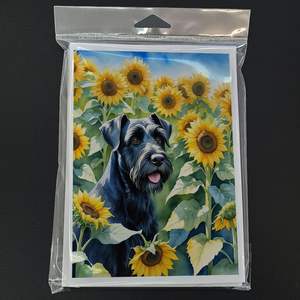 Schnauzer gigante caprichoso en girasoles A7 tarjetas de felicitación Paquete de 8 tarjetas de nota en blanco con sobres tamaño 5x7 - Product Image 3