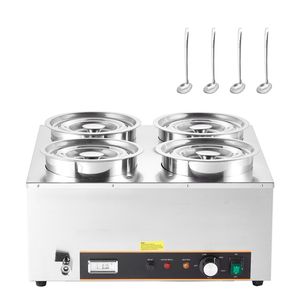 Scaldavivande Elettrico Commerciale Bain Marie da 1500W con 4 Pentole in Acciaio Inox da 6,34QT, Temperatura 86~185 Fahrenheit - Product Image 1