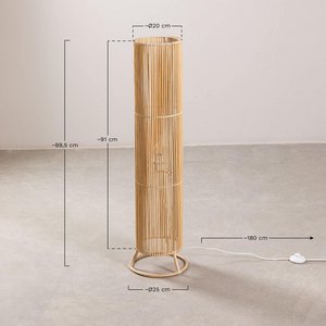Lampe sur pied en rotin tressé à la main, lumière naturelle rustique de style bohème pour la décoration de la maison, salon, chambre, hôtel, villa - Product Image 3