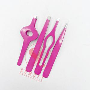 ชุดแหนบคิ้ว4ชิ้นทำจากสเตนเลสสตีลสีชมพูใช้ตกแต่งอย่างยั่งยืนมีความแม่นยำระดับมืออาชีพ - Product Image 5