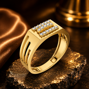 Yellow Gold Eternity Band <b>Ring</b> Triple Row Diamond <b>Ring</b> <b>Resizable</b> Classic Women Jewelry - Product Image 1