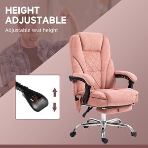 Sedia da massaggio regolabile in altezza e schienale rosa con funzioni di riscaldamento e vibrazione a 6 punti più poggiapiedi - Product Image 5