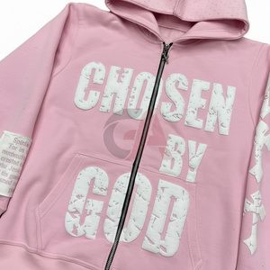 Sudadera con Capucha para Hombre, Última Llegada OEM, Lavado Ácido, Alta Calidad, Nuevo Modelo 2026, Cómoda, con Cremallera y Estampado, 100% Algodón Felpa - Product Image 3