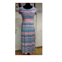 Robe mi-longue pour femme de haute qualité, douce et naturelle, col rond, motif feuille, tissu lavable, logo personnalisé, exportateurs indiens, prix bas