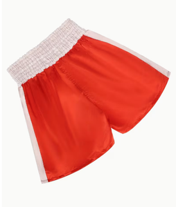 Pantalones Cortos de Boxeo de Estilo Profesional, Diseño de Logotipo Personalizado, Pantalones Deportivos Transpirables, Fabricante de Pantalones Cortos de Boxeo, Color Rojo Sólido con Blanco - Product Image 4