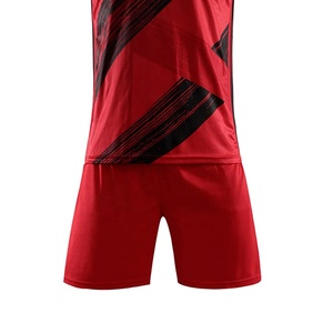 New Trend Custom Soccer Uniforms Design Your Own Team Kit With Logo Training Wear Soccer Jersey Red And Black Color V-Neck - Product Image 5