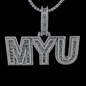Men Jewelry Pass Diamond Tester 14K Gold Plated 925 Silver Letter Name Logo Hip Hop <b>Iced</b> <b>Out</b> <b>Chain</b> Custom VVS Moissanite Pendant - Product Image 3