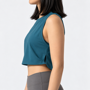 Women Knitted Short Crop <b>Tank</b> <b>Tops</b> Sleeveless <b>Racerback</b> Breathable Eco-Friendly Front Workout Gym Yoga Fitness Training Private - Product Image 6