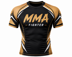 Rashguard de grappling MMA à manches courtes personnalisé, haut de gamme, pour BJJ Jiu Jitsu, compression, entraînement, en spandex/polyester respirant - Product Image 2