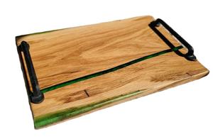 Bandeja de servicio de madera de diseño de lujo de alta calidad Bandeja de servicio de madera y epoxi de resina personalizada Bandeja de servicio decorativa con asas - Product Image 2