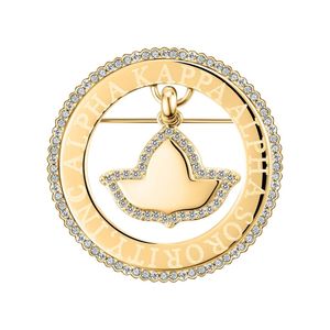 Broche en cristal doré avec pendentif circulaire, élégante, accessoire de mode pour femmes et jeunes filles, idéale pour les soirées - Product Image 1