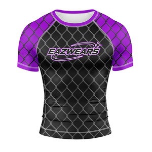 Fabricant OEM ODM de vêtements de sport personnalisés, Rash Guards pour hommes, T-shirts de compression athlétiques à manches courtes pour la sublimation MMA - Product Image 3