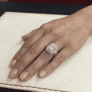 Anillo de Diamantes Reales de 1.12 Ct, Corte Redondo y Baguette, Diamante Blanco Natural, Anillo de Compromiso y Boda para Mujer, Plata de Ley 925 - Product Image 2
