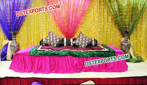 La mejor decoración de escenario de Nikah para boda musulmana, escenario Walima musulmán colorido con marcos de fondo, hermoso escenario de boda pakistaní - Product Image 3