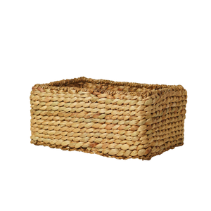 Cesta de Almacenamiento Rectangular Ecológica Tejida a Mano con Jacinto de Agua y Pasto Marino, Organizador de Estante Trenzado Grueso - Product Image 1