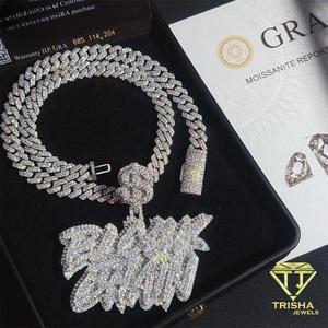 Iced Out Custom Angel Pendant Moissanite Diamond Hip Hop Jewelry Necklace Luxury Religious Pendant Personalized <b>Name</b> Fashion - Product Image 1