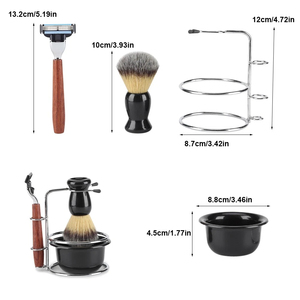 Ensemble de rasage manuel 4 en 1, kit de rasage avec brosse à raser pour hommes, pour la salle de bain, avec design moderne et logo personnalisé - Product Image 6