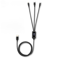 Cable de Carga USB Rápido Multifuncional 3 en 1 de 66w OEM con Logotipo Personalizable LED y Revestimiento de Nailon para Regalos, Viajes y Promociones