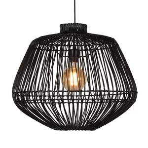 Abat-jour de plafond en rotin conçu comme une cage décorative en rotin tressé pour installation au plafond, sans source lumineuse incluse - Product Image 1