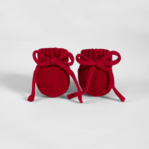 Bottes tricotées pour bébé, couleur rouge écologique, 100% coton, décontractées, épaisseur standard, service OEM ODM, 0-3 mois, couleur unie - Product Image 2