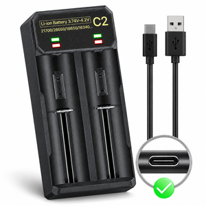 Cargador de baterías 18650 con 2 ranuras y diseño USB C ZEROBEAM, cargador portátil de iones de litio y NiMH para 21700 y 26650 con indicador LED de estado - Product Image 1