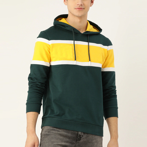 Sweat-shirts décontractés pour hommes avec empiècements colorés, style streetwear, poches kangourou, personnalisation des couleurs des empiècements, 100% coton - Product Image 4